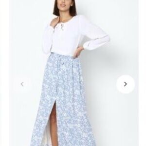 American Eagle Outfitters Light Blue Floral Midi Skirt
